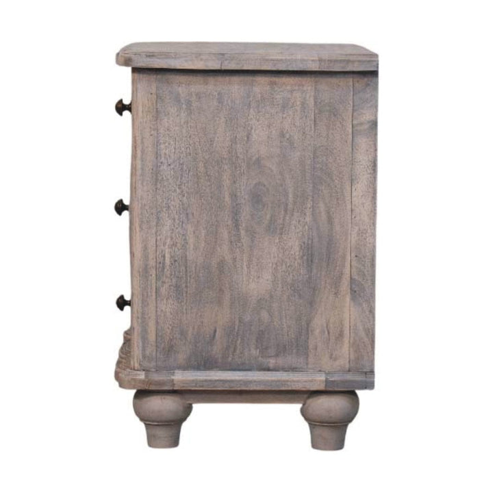 Handcrafted Beaumont Curved Nightstand - Solid Mango Wood Bedside Table for Bedroom - product view 8 showing handcrafted...