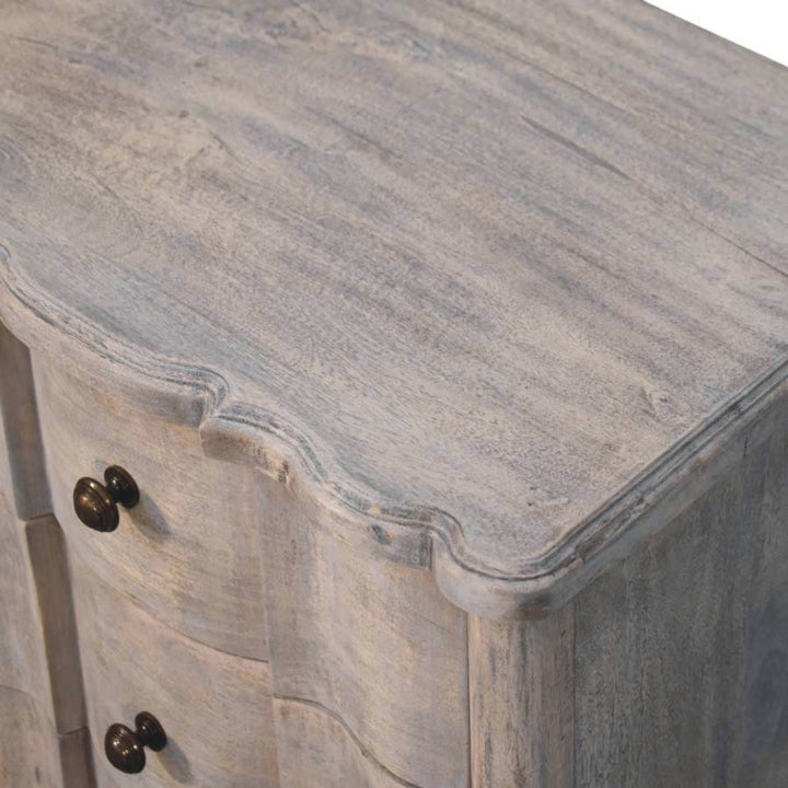 Handcrafted Beaumont Curved Nightstand - Solid Mango Wood Bedside Table for Bedroom - product view 5 showing handcrafted...