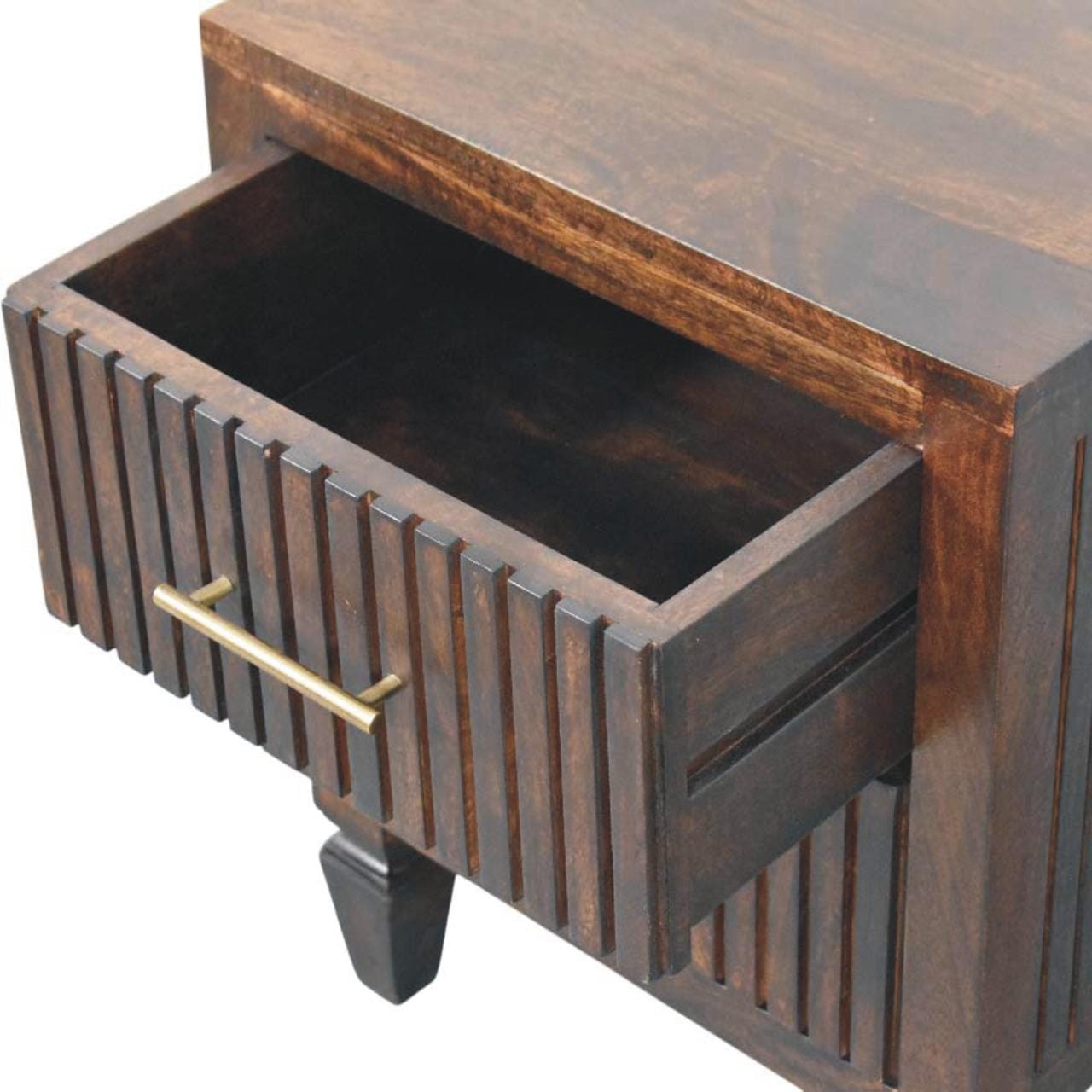 Handcrafted Belmont 2 Drawer Nightstand - Solid Mango Wood Bedside Table for Bedroom - product view 6 showing handcrafted...
