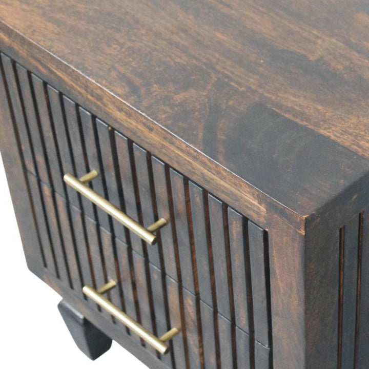 Handcrafted Belmont 2 Drawer Nightstand - Solid Mango Wood Bedside Table for Bedroom - product view 5 showing handcrafted...