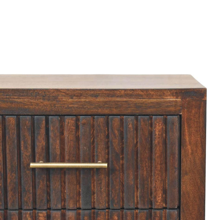 Handcrafted Belmont 2 Drawer Nightstand - Solid Mango Wood Bedside Table for Bedroom - product view 4 showing handcrafted...