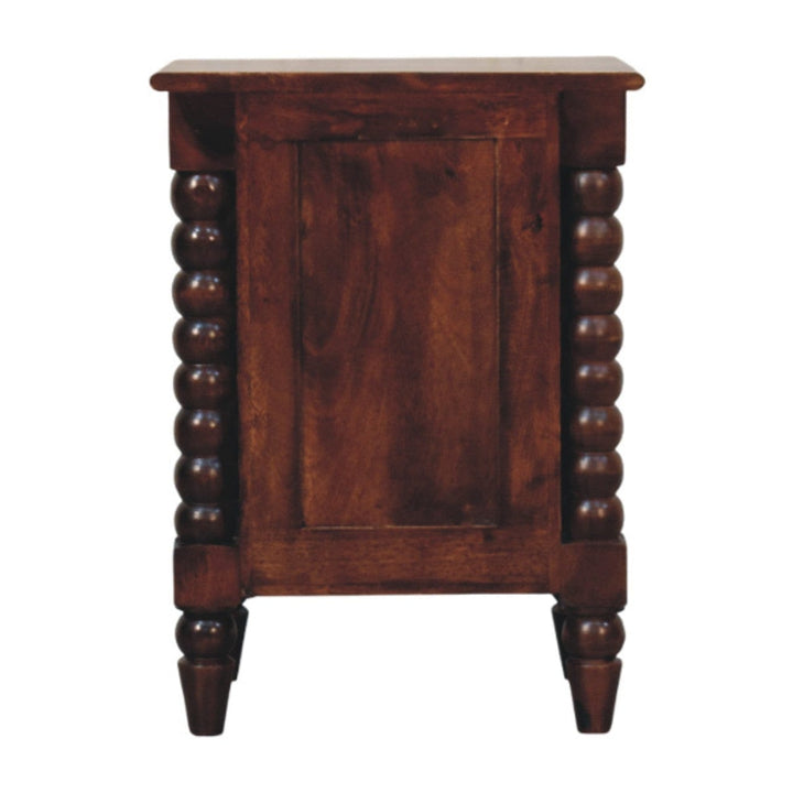 Handcrafted Bexley Spindle Nightstand - Solid Mango Wood Bedside Table for Bedroom - product view 9 showing handcrafted...