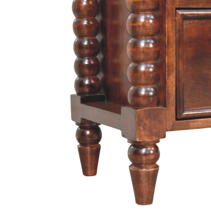 Handcrafted Bexley Spindle Nightstand - Solid Mango Wood Bedside Table for Bedroom - product view 7 showing handcrafted...