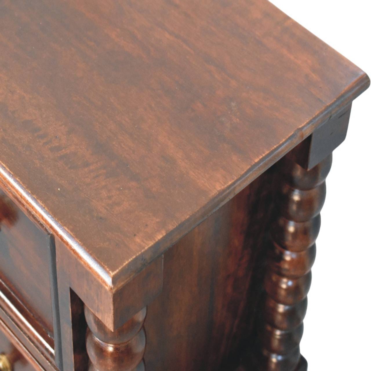 Handcrafted Bexley Spindle Nightstand - Solid Mango Wood Bedside Table for Bedroom - product view 5 showing handcrafted...