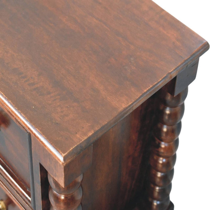 Handcrafted Bexley Spindle Nightstand - Solid Mango Wood Bedside Table for Bedroom - product view 5 showing handcrafted...