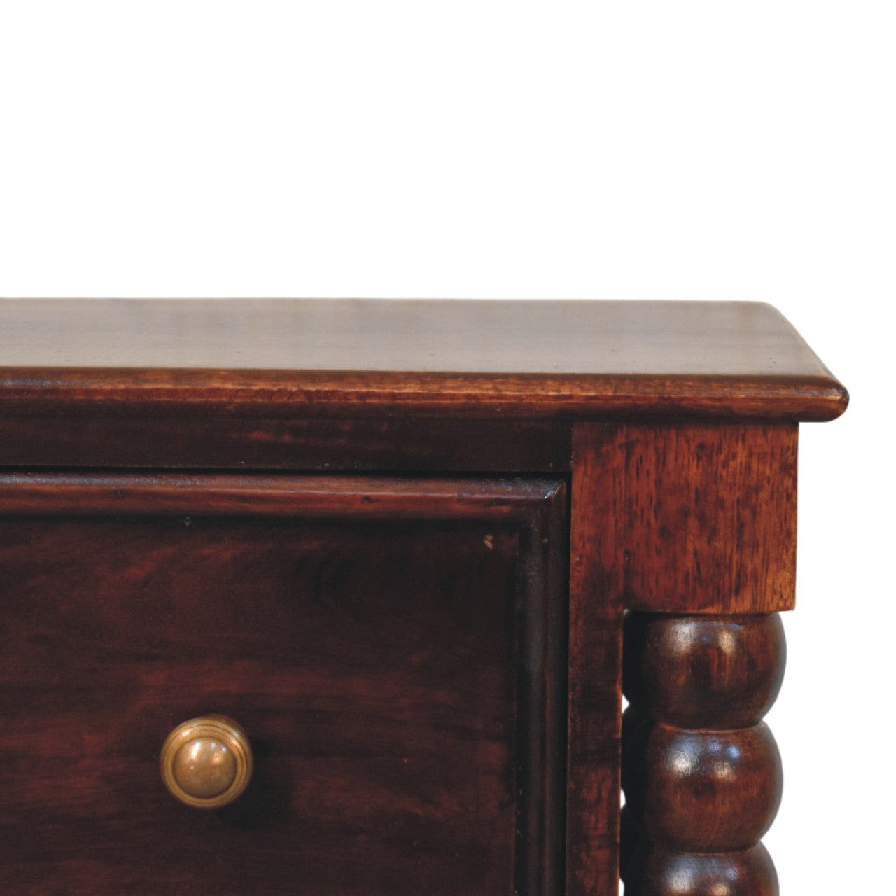 Handcrafted Bexley Spindle Nightstand - Solid Mango Wood Bedside Table for Bedroom - product view 4 showing handcrafted...