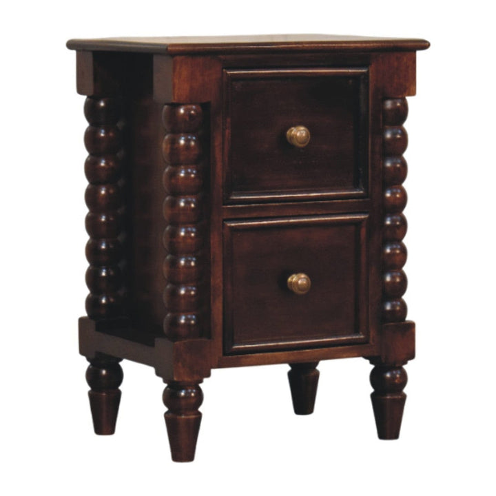 Handcrafted Bexley Spindle Nightstand - Solid Mango Wood Bedside Table for Bedroom - product view 3 showing handcrafted...