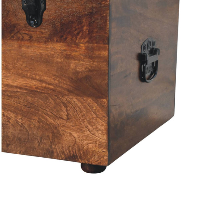 Handcrafted Black Buffalo hide leather Storage Trunk - Solid Mango Wood Blanket Chest for Bedroom - product view 8...