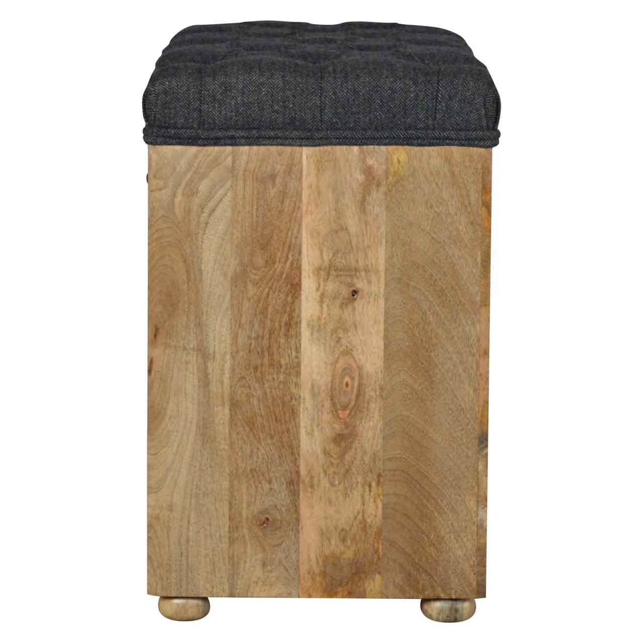 Handcrafted Tweed 1 Drawer Bench - Solid Mango Wood Seating Furniture for Entryway - product view 9 showing handcrafted...