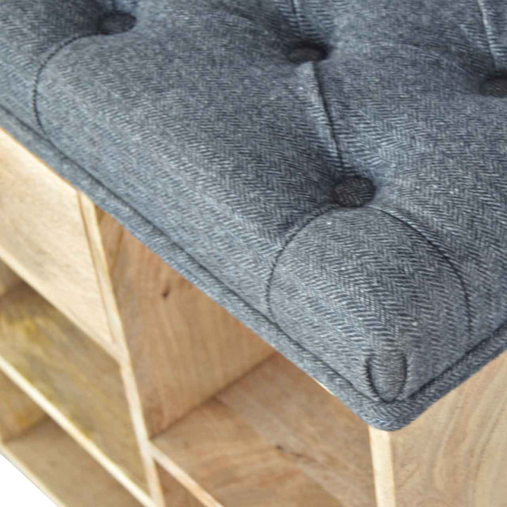 Handcrafted Tweed 1 Drawer Bench - Solid Mango Wood Seating Furniture for Entryway - product view 8 showing handcrafted...