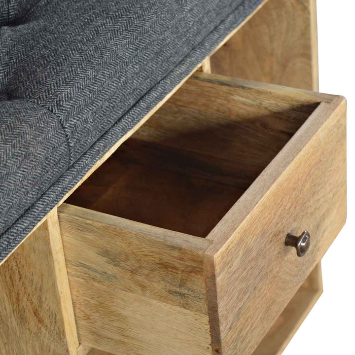 Handcrafted Tweed 1 Drawer Bench - Solid Mango Wood Seating Furniture for Entryway - product view 5 showing handcrafted...