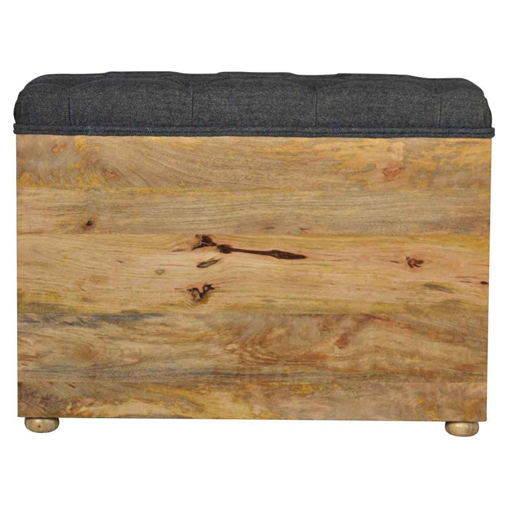 Handcrafted Tweed 1 Drawer Bench - Solid Mango Wood Seating Furniture for Entryway - product view 4 showing handcrafted...
