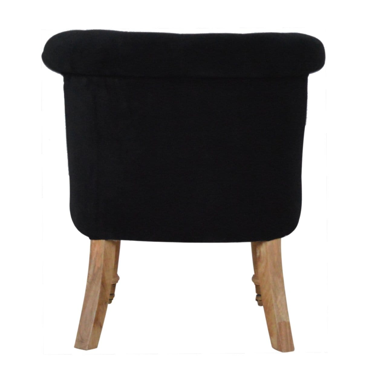 Handcrafted Black Velvet Accent Chair in Solid Mango Wood - product view 8 showing handcrafted solid mango wood chair