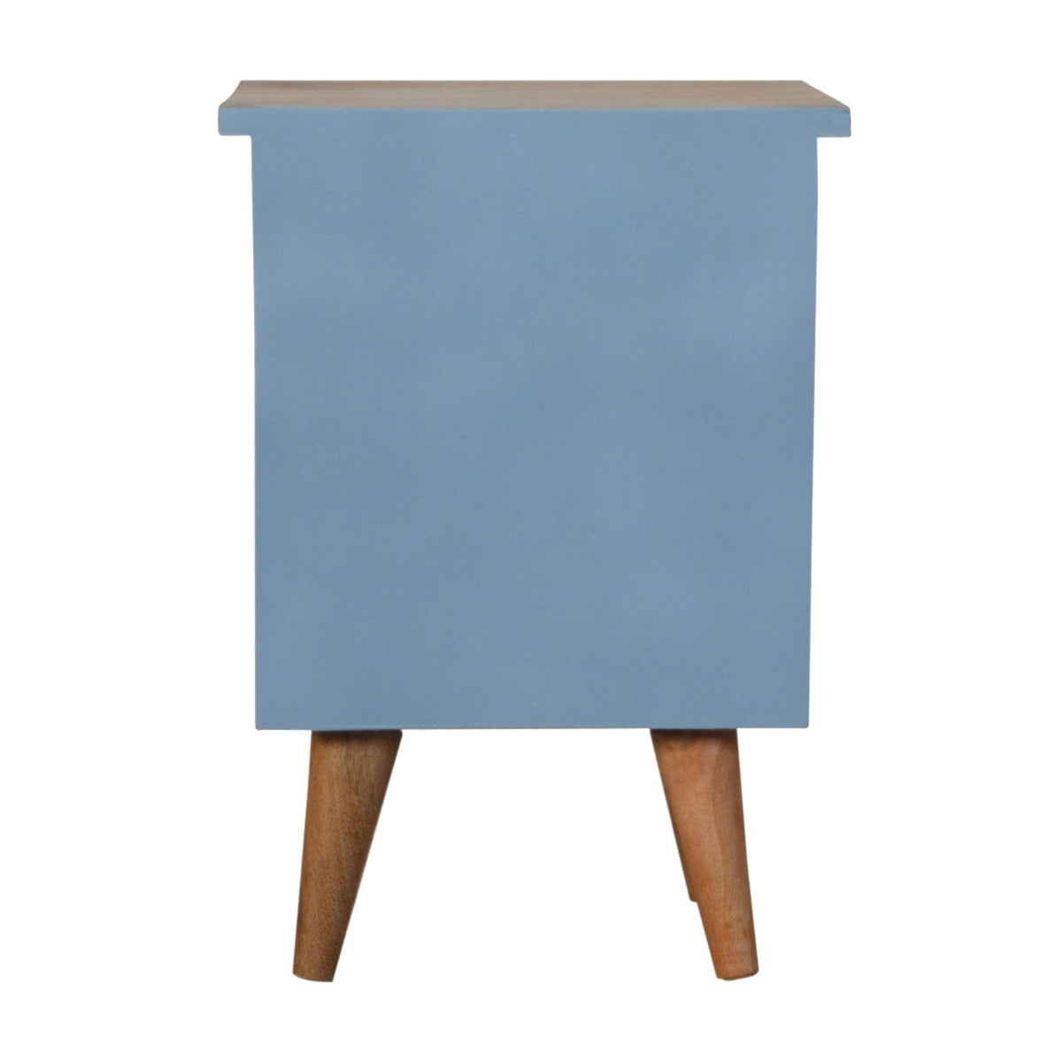 Handcrafted Blue Hand Painted Nightstand - Solid Mango Wood Bedside Table for Bedroom - product view 8 showing...