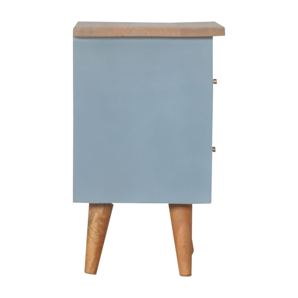 Handcrafted Blue Hand Painted Nightstand - Solid Mango Wood Bedside Table for Bedroom - product view 7 showing...