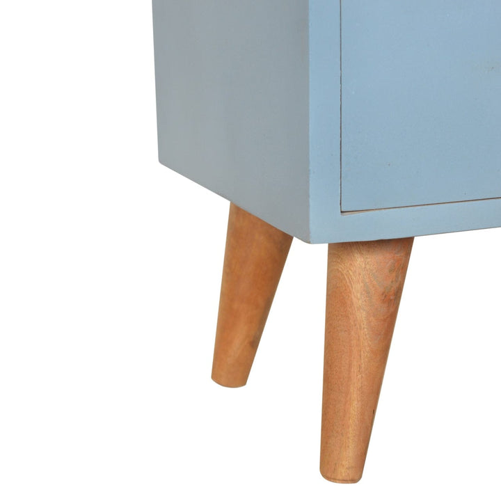 Handcrafted Blue Hand Painted Nightstand - Solid Mango Wood Bedside Table for Bedroom - product view 5 showing...