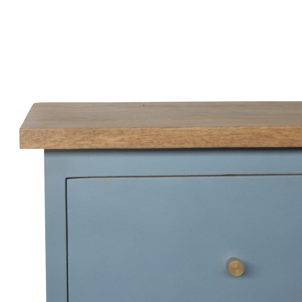 Handcrafted Blue Hand Painted Nightstand - Solid Mango Wood Bedside Table for Bedroom - product view 3 showing...