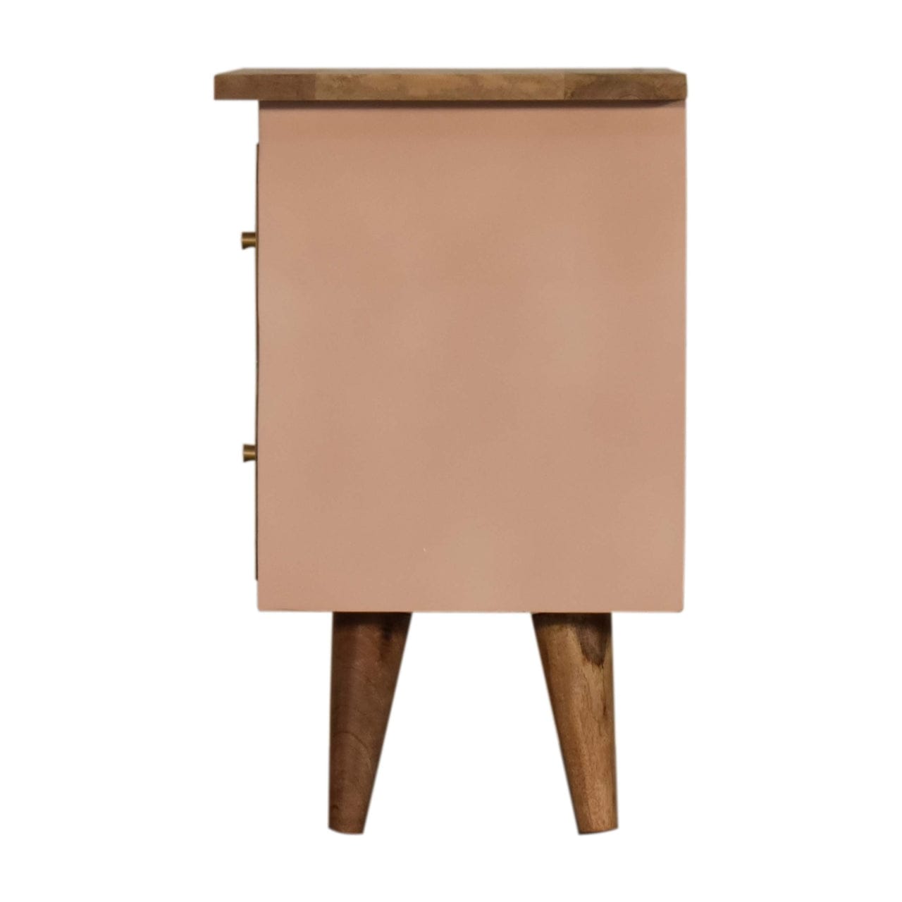 Handcrafted Blush Pink Hand Painted Nightstand - Solid Mango Wood Bedside Table for Bedroom - product view 8 showing...