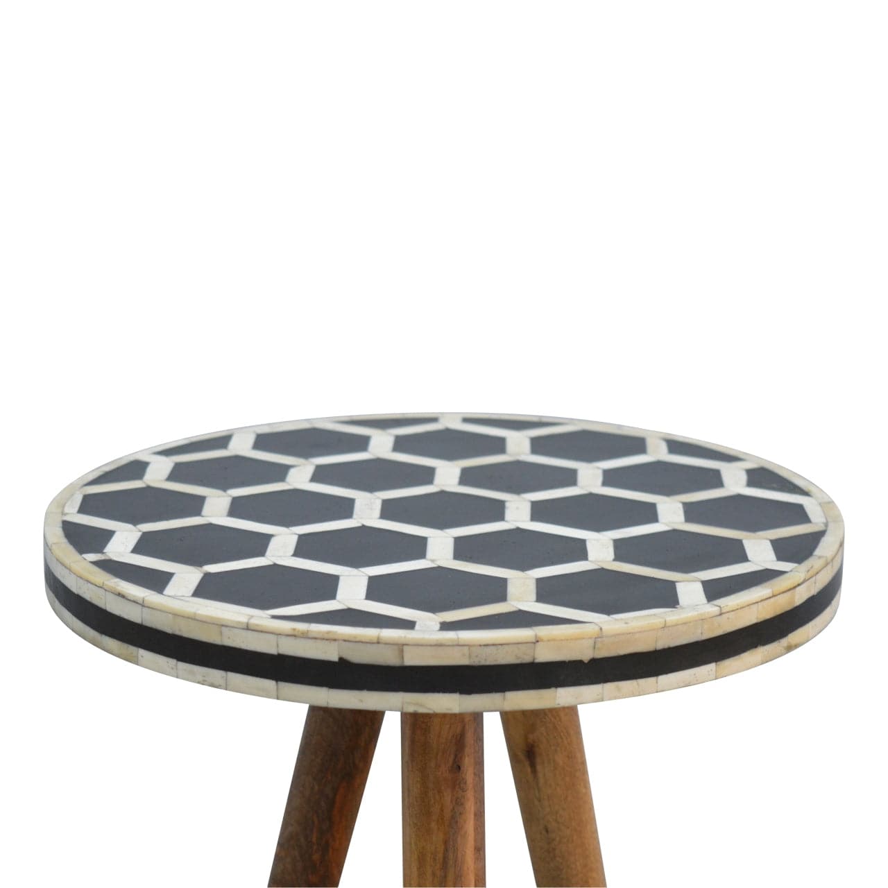 Handcrafted Bone Inlay Side Table - Solid Mango Wood End table - product view 5 showing handcrafted solid mango wood side...