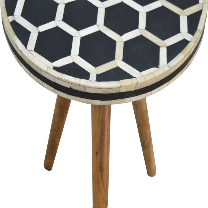 Handcrafted Bone Inlay Side Table - Solid Mango Wood End table - product view 4 showing handcrafted solid mango wood side...