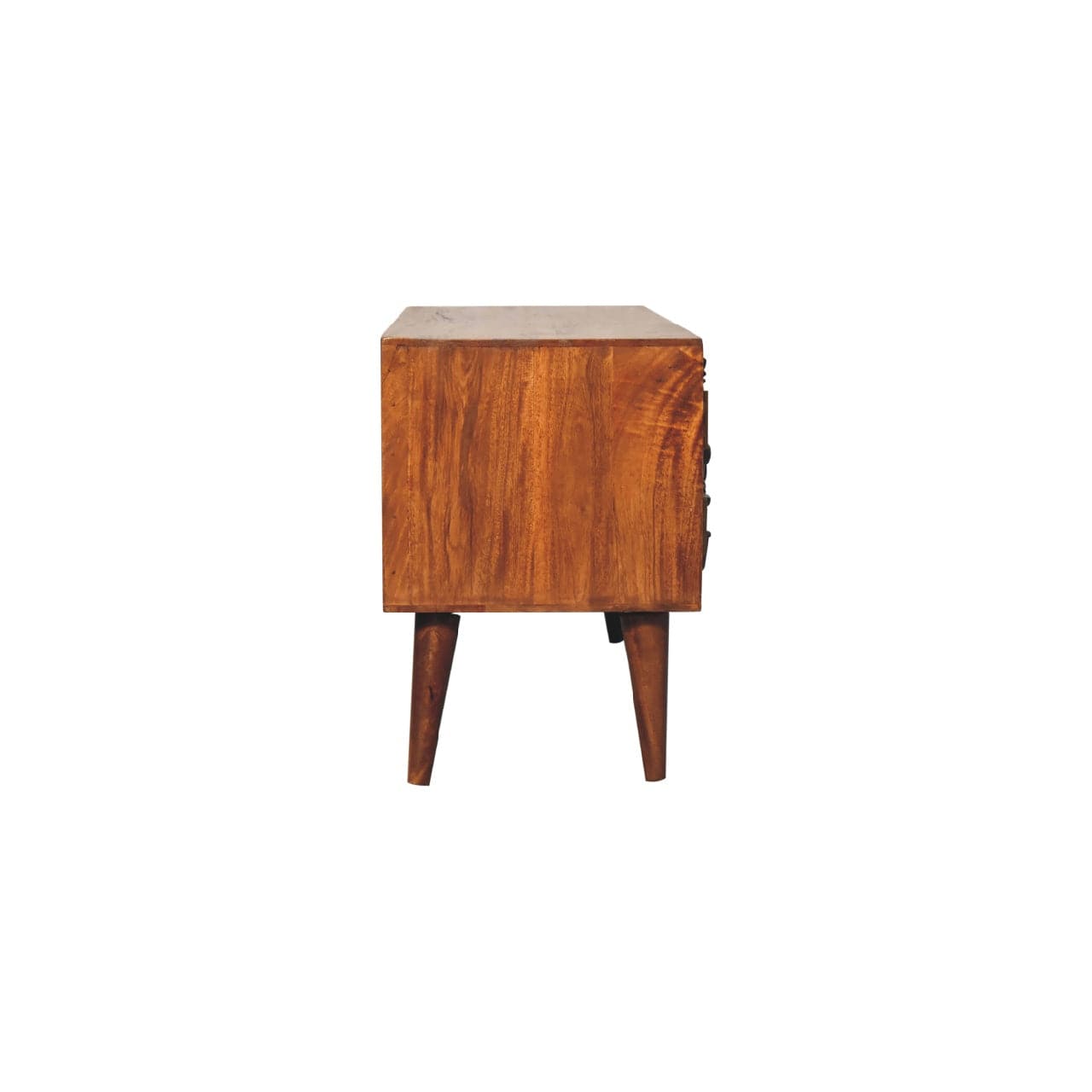 Handcrafted Botanic TV Stand - Solid Mango Wood Entertainment Center for Living Room - product view 8 showing handcrafted...
