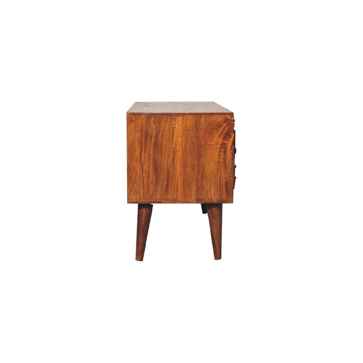 Handcrafted Botanic TV Stand - Solid Mango Wood Entertainment Center for Living Room - product view 8 showing handcrafted...