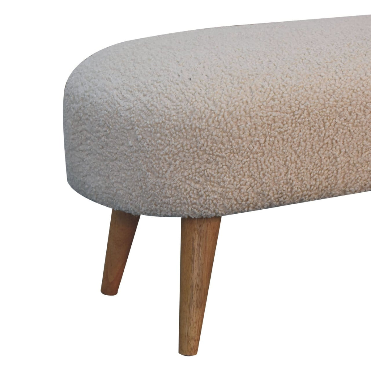 Handcrafted Boucle Hallway Bench - Solid Mango Wood Seating Furniture for Entryway - product view 8 showing handcrafted...