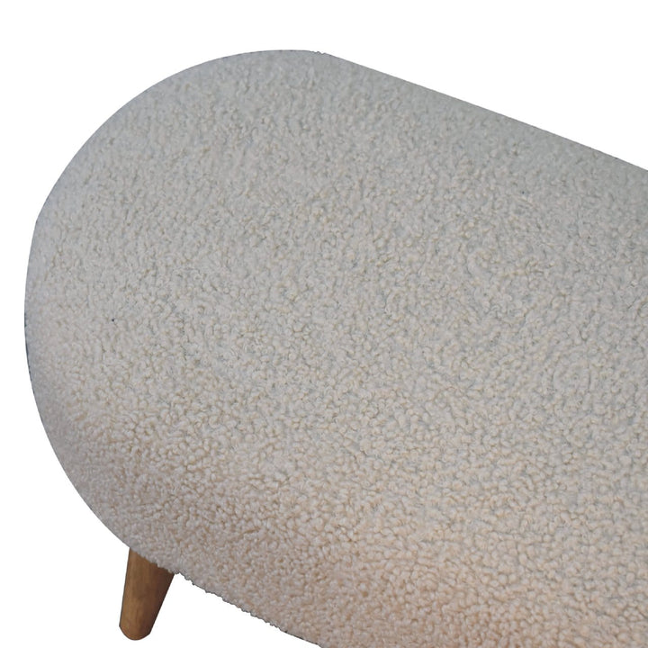 Handcrafted Boucle Hallway Bench - Solid Mango Wood Seating Furniture for Entryway - product view 6 showing handcrafted...