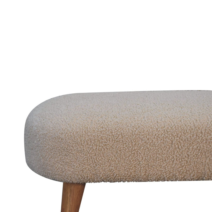 Handcrafted Boucle Hallway Bench - Solid Mango Wood Seating Furniture for Entryway - product view 5 showing handcrafted...