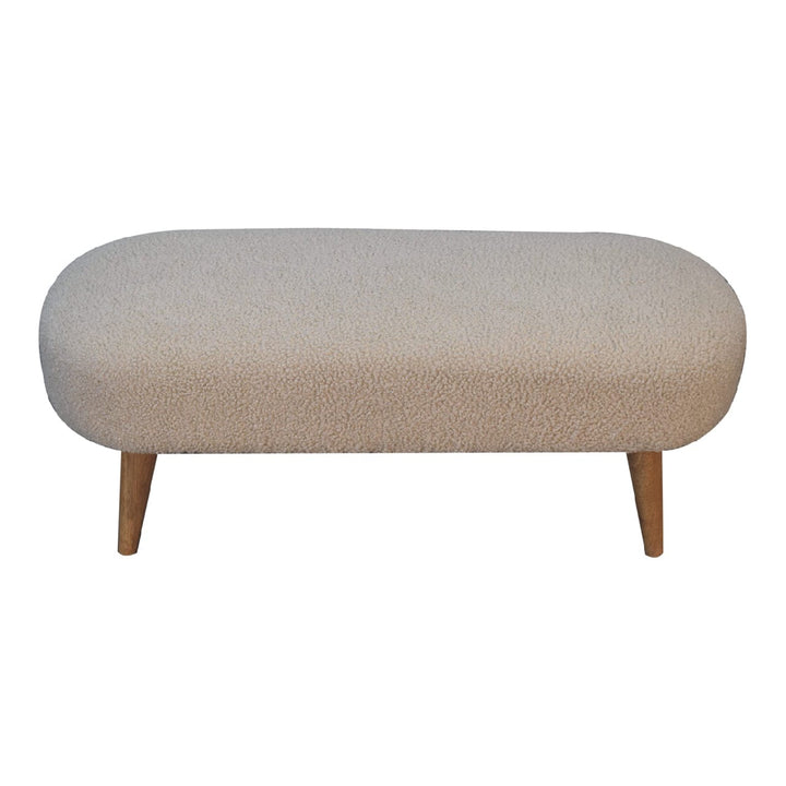 Handcrafted Boucle Hallway Bench - Solid Mango Wood Seating Furniture for Entryway - product view 4 showing handcrafted...