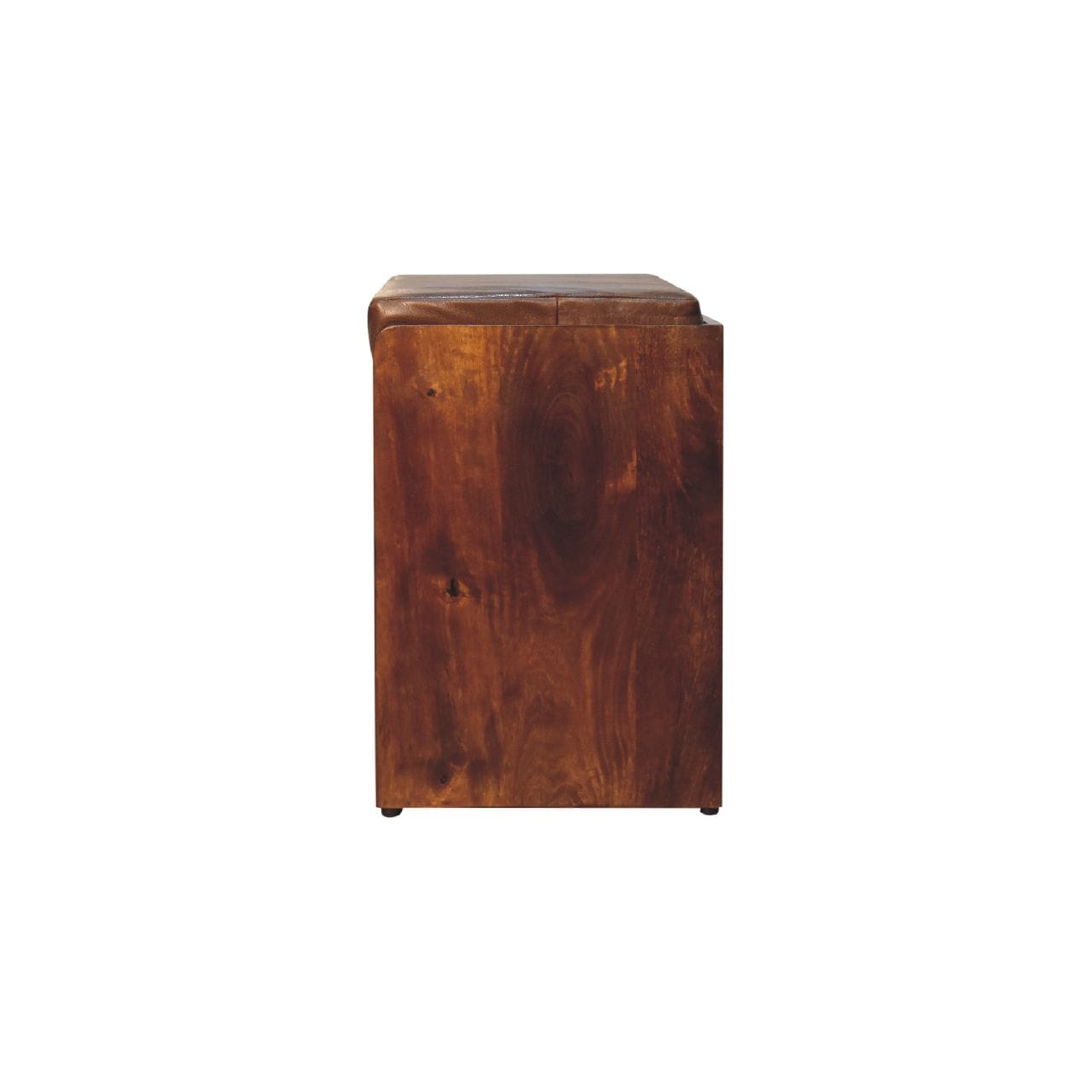 Handcrafted Buffalo Hide Pull out Chestnut Shoe Storage Bench - Solid Mango Wood Seating Furniture for Entryway - product...