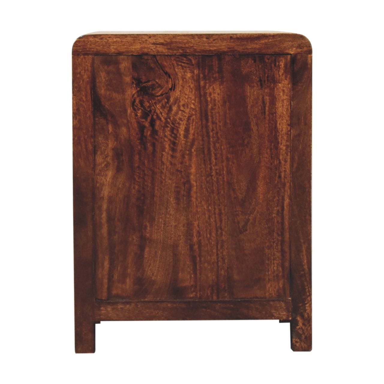 Handcrafted California Walnut Naya Nightstand - Solid Mango Wood Bedside Table for Bedroom - product view 9 showing...