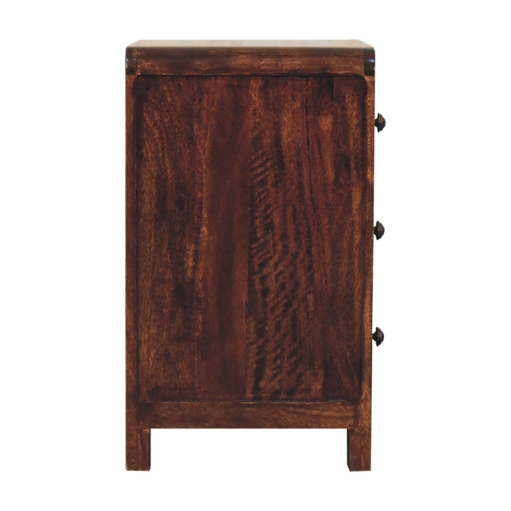Handcrafted California Walnut Naya Nightstand - Solid Mango Wood Bedside Table for Bedroom - product view 8 showing...