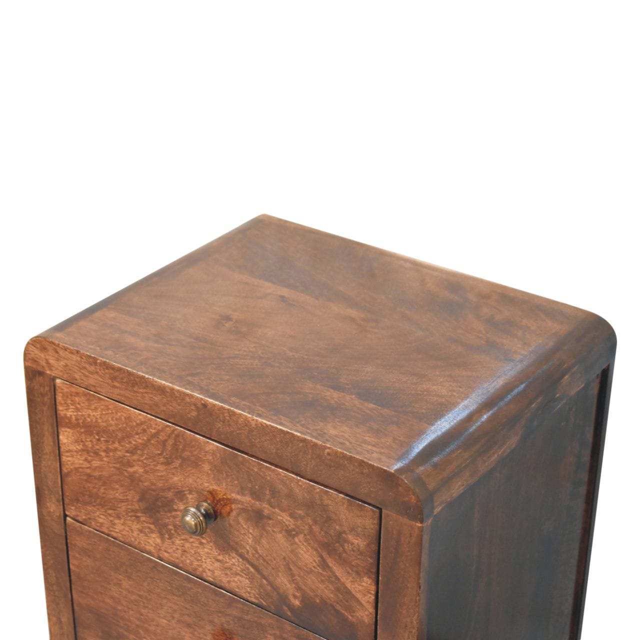 Handcrafted California Walnut Naya Nightstand - Solid Mango Wood Bedside Table for Bedroom - product view 5 showing...