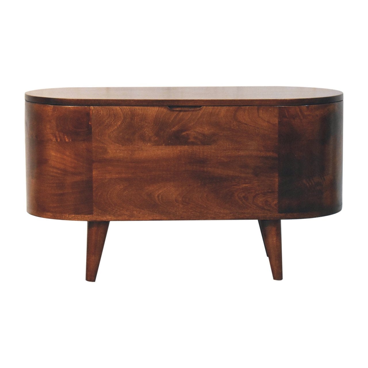 Handcrafted California Walnut Rounded Lid up Blanket Box - Solid Mango Wood Storage Trunk for Bedroom - product view 2...