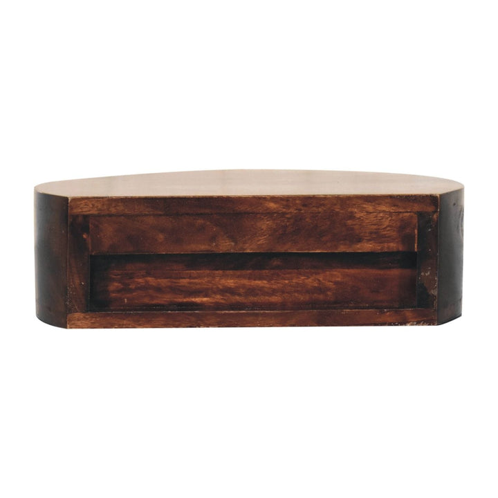 Handcrafted California Walnut Wall Mounted Rounded Nightstand - Solid Mango Wood Bedside Table for Bedroom - product view...