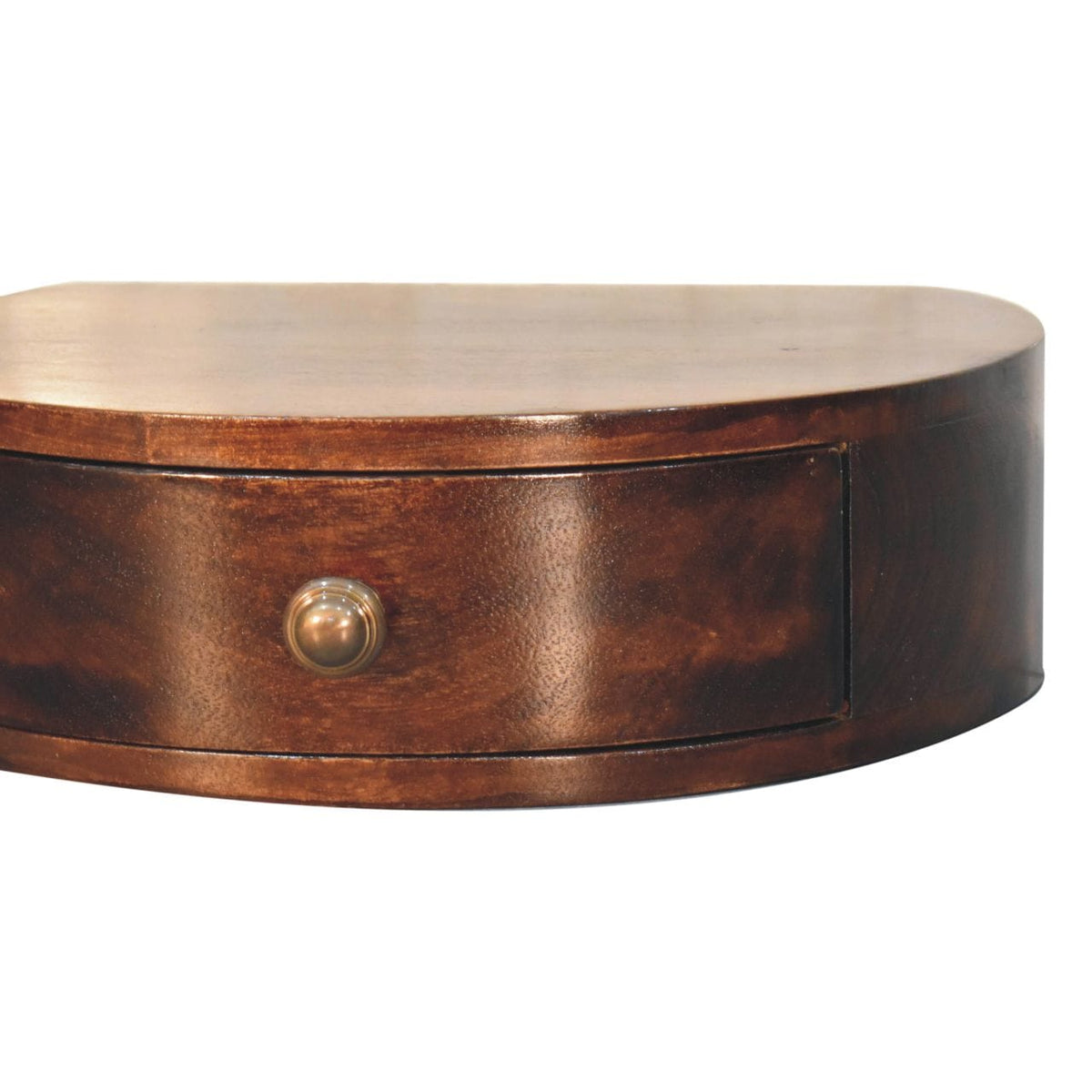 Handcrafted California Walnut Wall Mounted Rounded Nightstand - Solid Mango Wood Bedside Table for Bedroom - product view...