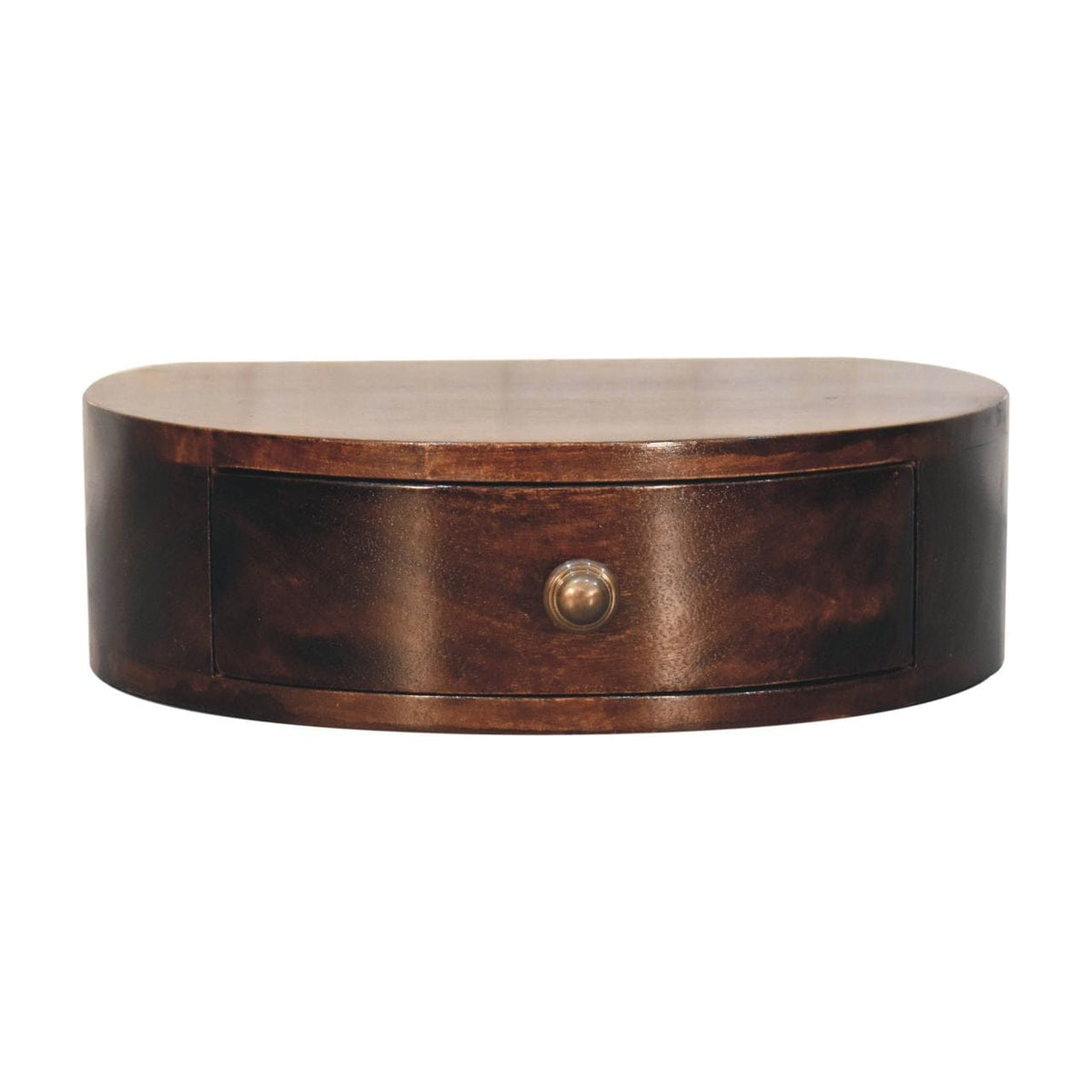 Handcrafted California Walnut Wall Mounted Rounded Nightstand - Solid Mango Wood Bedside Table for Bedroom - product view...