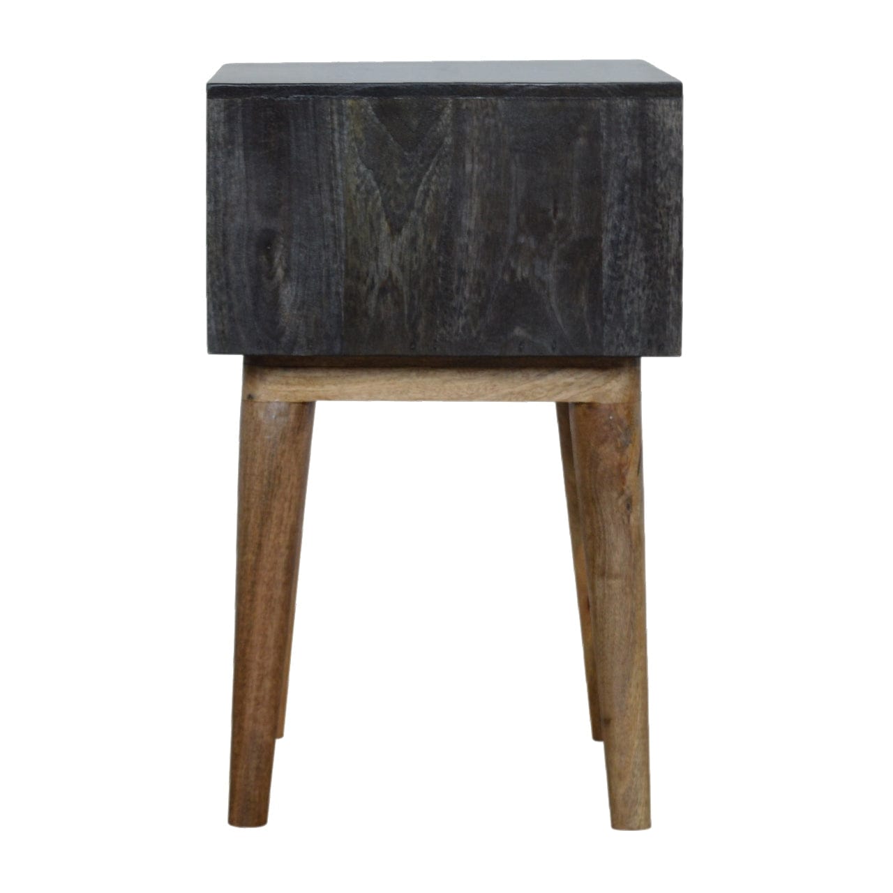 Handcrafted Carbon Black Open Nightstand - Solid Mango Wood Bedside Table for Bedroom - product view 8 showing...