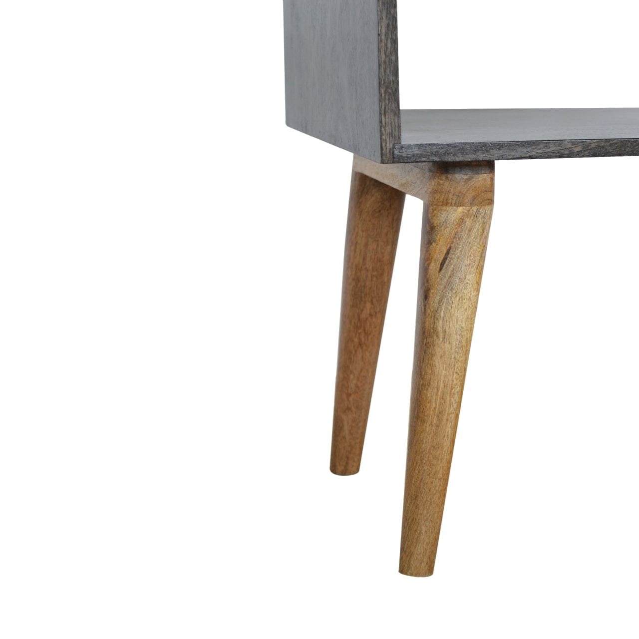 Handcrafted Carbon Black Open Nightstand - Solid Mango Wood Bedside Table for Bedroom - product view 7 showing...
