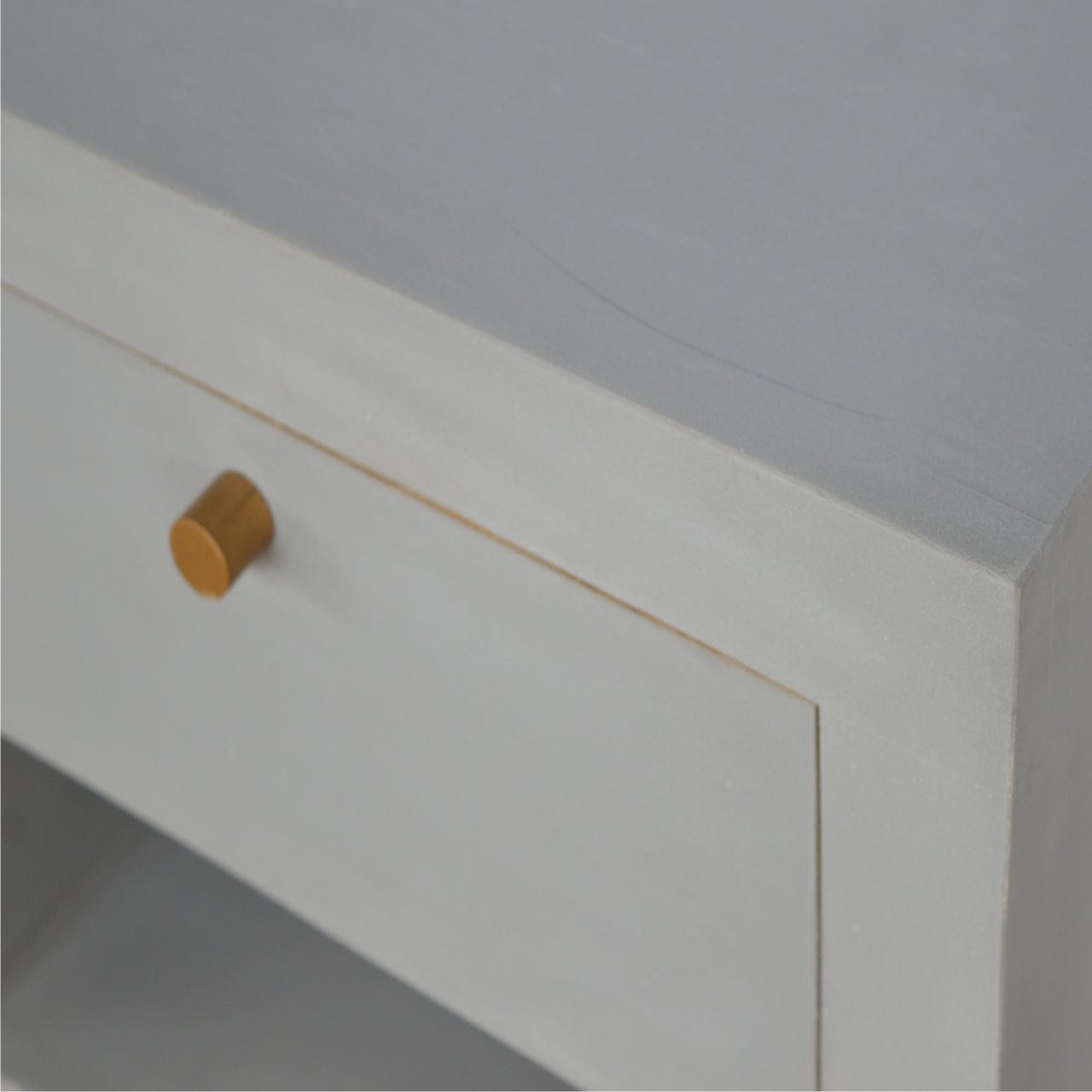 Handcrafted Cement Nightstand - Solid Mango Wood Bedside Table for Bedroom - product view 6 showing handcrafted solid...