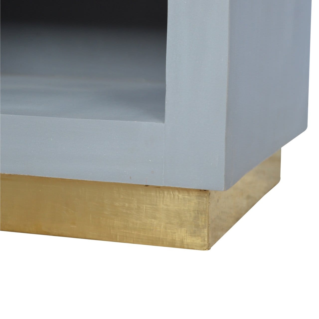 Handcrafted Cement Nightstand - Solid Mango Wood Bedside Table for Bedroom - product view 5 showing handcrafted solid...