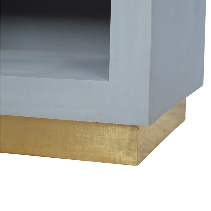 Handcrafted Cement Nightstand - Solid Mango Wood Bedside Table for Bedroom - product view 5 showing handcrafted solid...