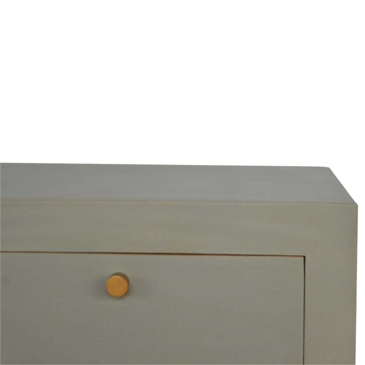 Handcrafted Cement Nightstand - Solid Mango Wood Bedside Table for Bedroom - product view 3 showing handcrafted solid...