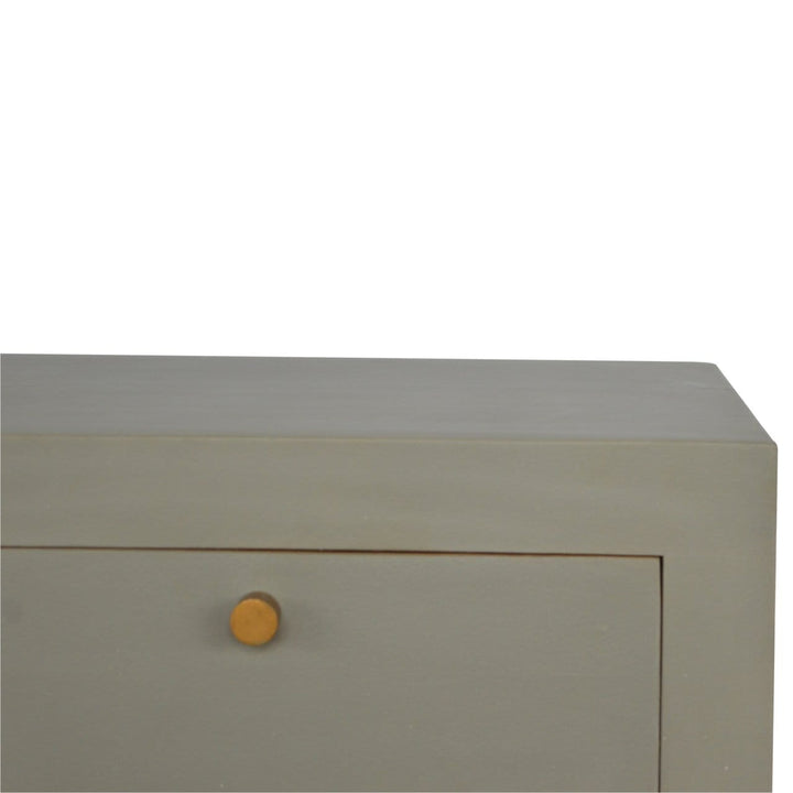 Handcrafted Cement Nightstand - Solid Mango Wood Bedside Table for Bedroom - product view 3 showing handcrafted solid...
