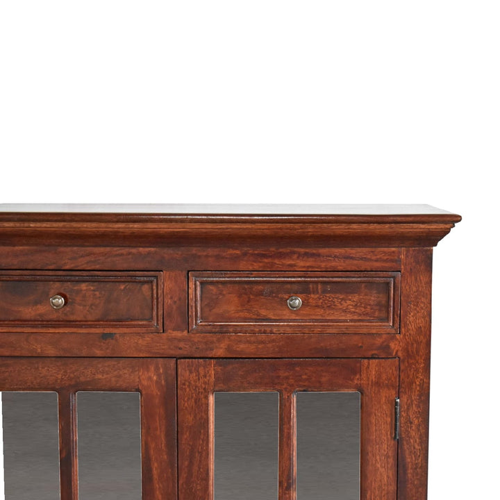 Handcrafted Cherry Glazed Sideboard - Solid Mango Wood Buffet Cabinet for Dining Room - product view 5 showing...