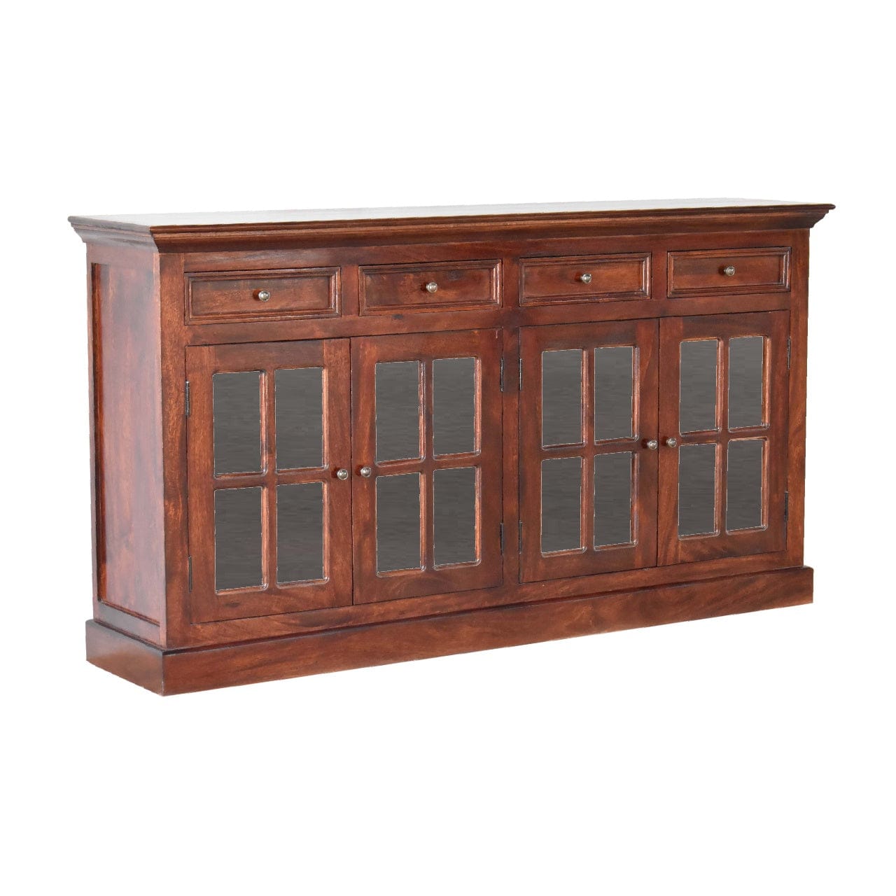 Handcrafted Cherry Glazed Sideboard - Solid Mango Wood Buffet Cabinet for Dining Room - product view 4 showing...