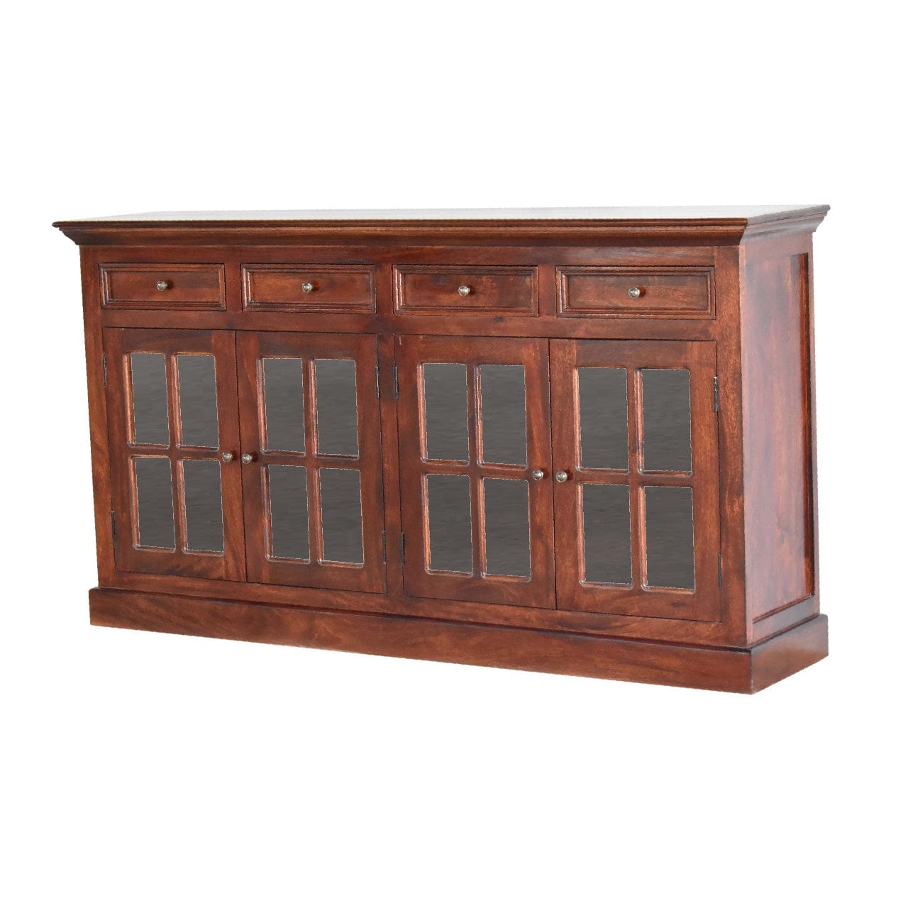 Handcrafted Cherry Glazed Sideboard - Solid Mango Wood Buffet Cabinet for Dining Room - product view 3 showing...