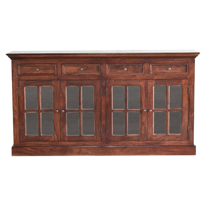 Handcrafted Cherry Glazed Sideboard - Solid Mango Wood Buffet Cabinet for Dining Room - product view 2 showing...