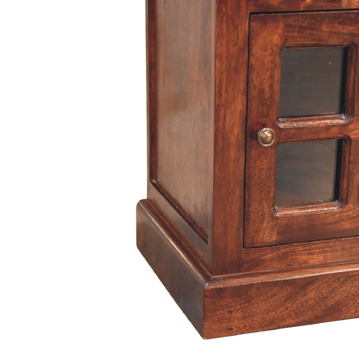 Handcrafted Cherry Nightstand - Solid Mango Wood Bedside Table for Bedroom - product view 7 showing handcrafted solid...